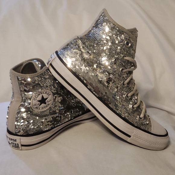 silver sequin converse